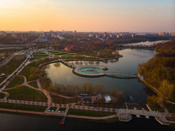 High angle view of bridge over river in city