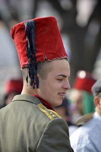 Close-up of man in traditional clothing