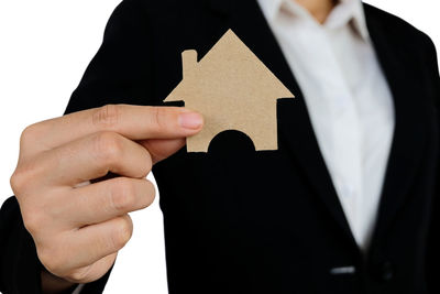 Close-up of man holding hands