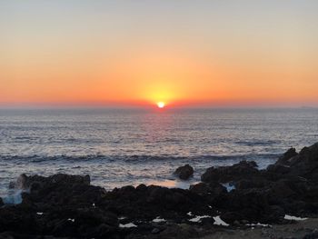 Scenic view of sea against sky during sunset