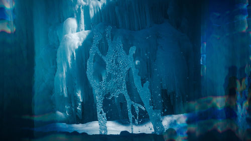 Full frame shot of frozen glass window