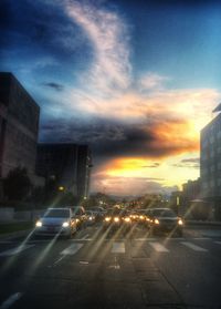 City street at sunset