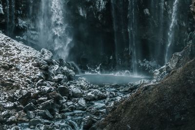 Scenic view of waterfall