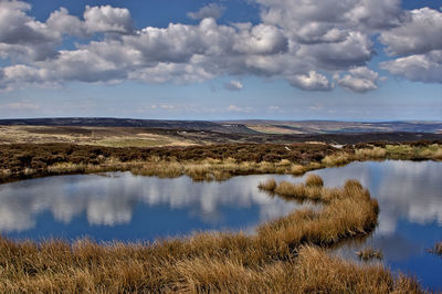 Scenic view of lake against sky