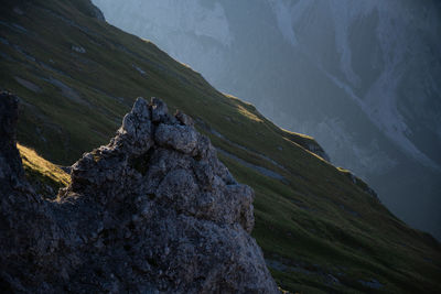 Scenic view of mountain range against sky