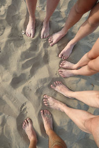 Ten feet of family of five persons on the beach