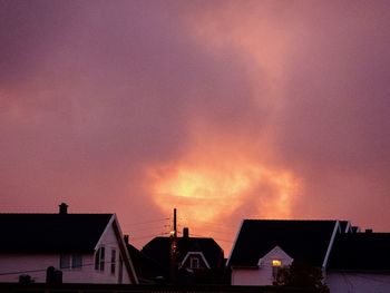 Houses against sky during sunset