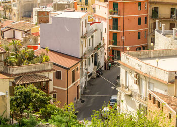 High angle view of residential buildings