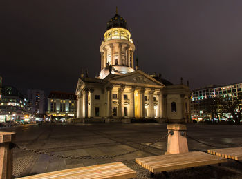 View of illuminated cathedral at night