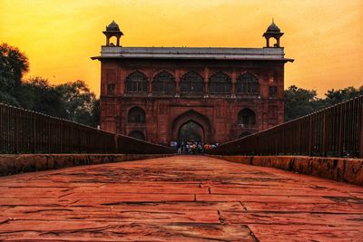 View of bridge at sunset