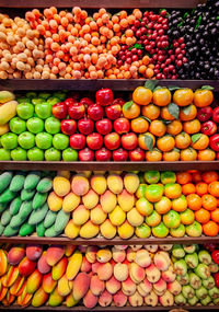 Various fruits in arrangement in colourful way