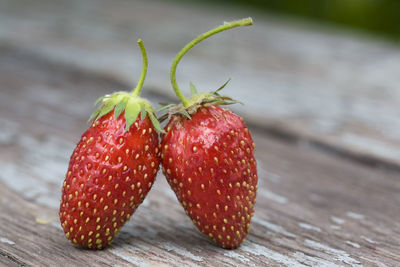 Close-up of strawberries on table