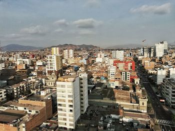 High angle view of townscape against sky