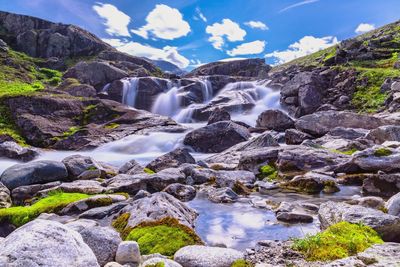 Scenic view of waterfall