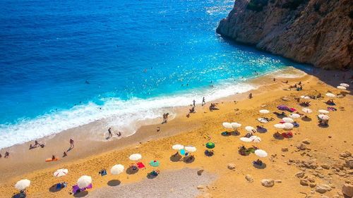 Scenic view of sea against blue sky