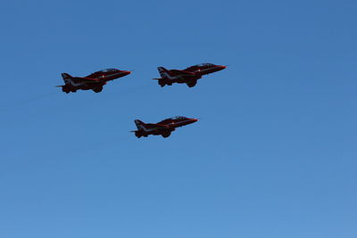 Low angle view of birds flying in sky