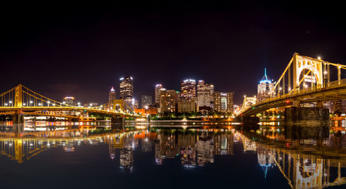 Illuminated city at night