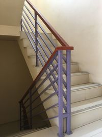 Low angle view of spiral staircase in building