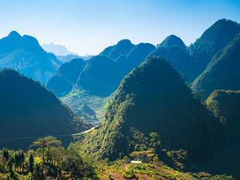 Scenic view of mountains against clear sky