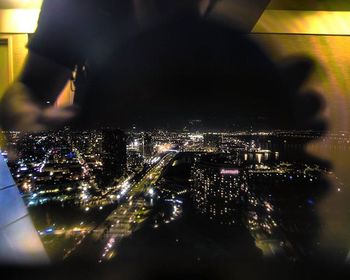 View of illuminated cityscape at night