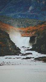 Scenic view of waterfall