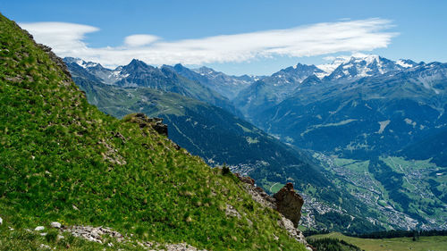 Scenic view of mountains against sky