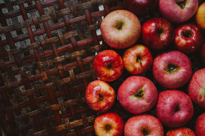 Full frame shot of apples in basket