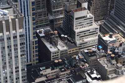 High angle view of buildings in city