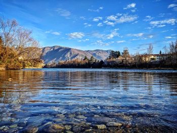 Scenic view of lake against sky