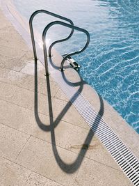 Close up of swimming pool ladder