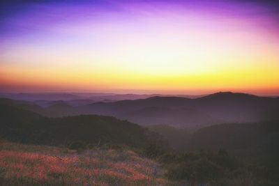 Scenic view of landscape against sky during sunset