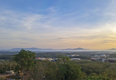 High angle view of townscape against sky