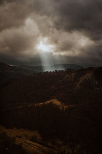 Scenic view of cloudy sky over mountains