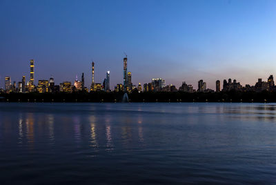 Central park reservoir and skyline