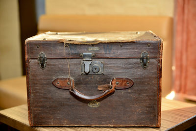 Close-up of old box