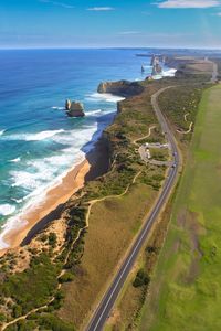 High angle view of beach against sky