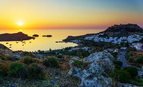 Scenic view of sea during sunset