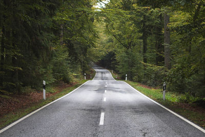 Road amidst trees in forest