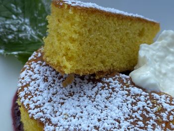 High angle view of cake in plate