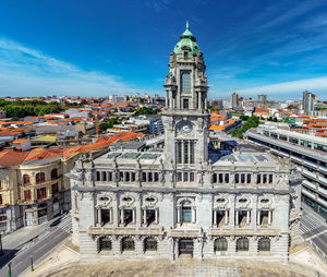 View of buildings in city against sky