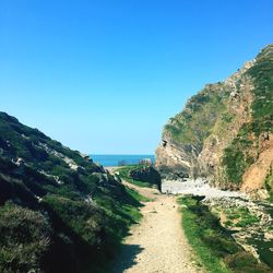 Scenic view of sea against clear sky