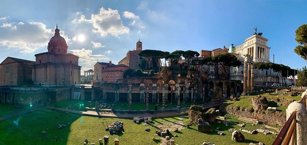 Panoramic view of buildings against sky