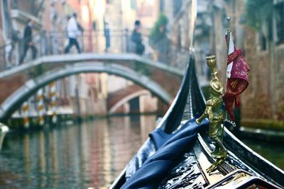 Close-up of bridge over canal in city