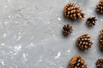 High angle view of christmas decorations on table