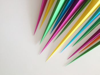 High angle view of multi colored pencils