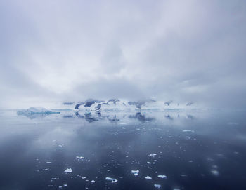 Scenic view of landscape against sky during winter