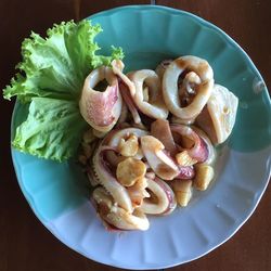 High angle view of seafood in plate