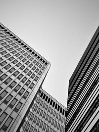 Low angle view of modern building against clear sky