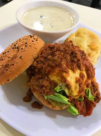 Close-up of meal served in plate