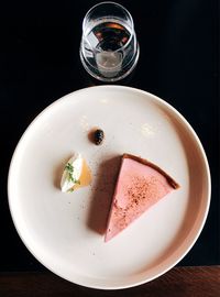 Close-up of dessert served on table